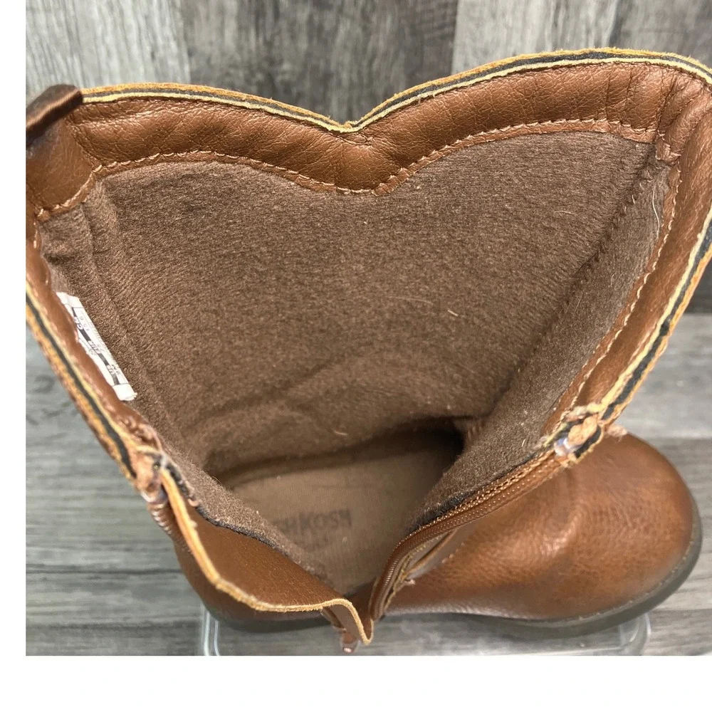 OshKosh Bgosh Lumi Toddler Girls Brown Pebbled Riding Boots Size 9M OF23R02H